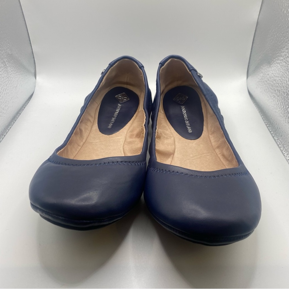 NIB Antonio Melani prima leather flat, Navy sz 7